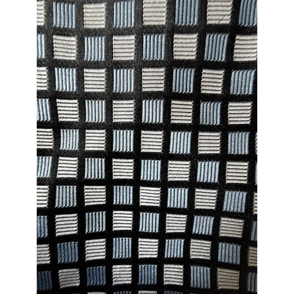Emilio Romano Neckwear Tie Blue White Checkered AOP Italy 100% Silk JBHS